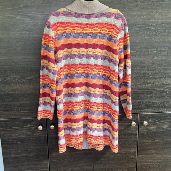 SOLD‼️‼️EUC April Cornell Amazing Multi-Coloured Cardigan with Shawl Collar L - Picture 5 of 6